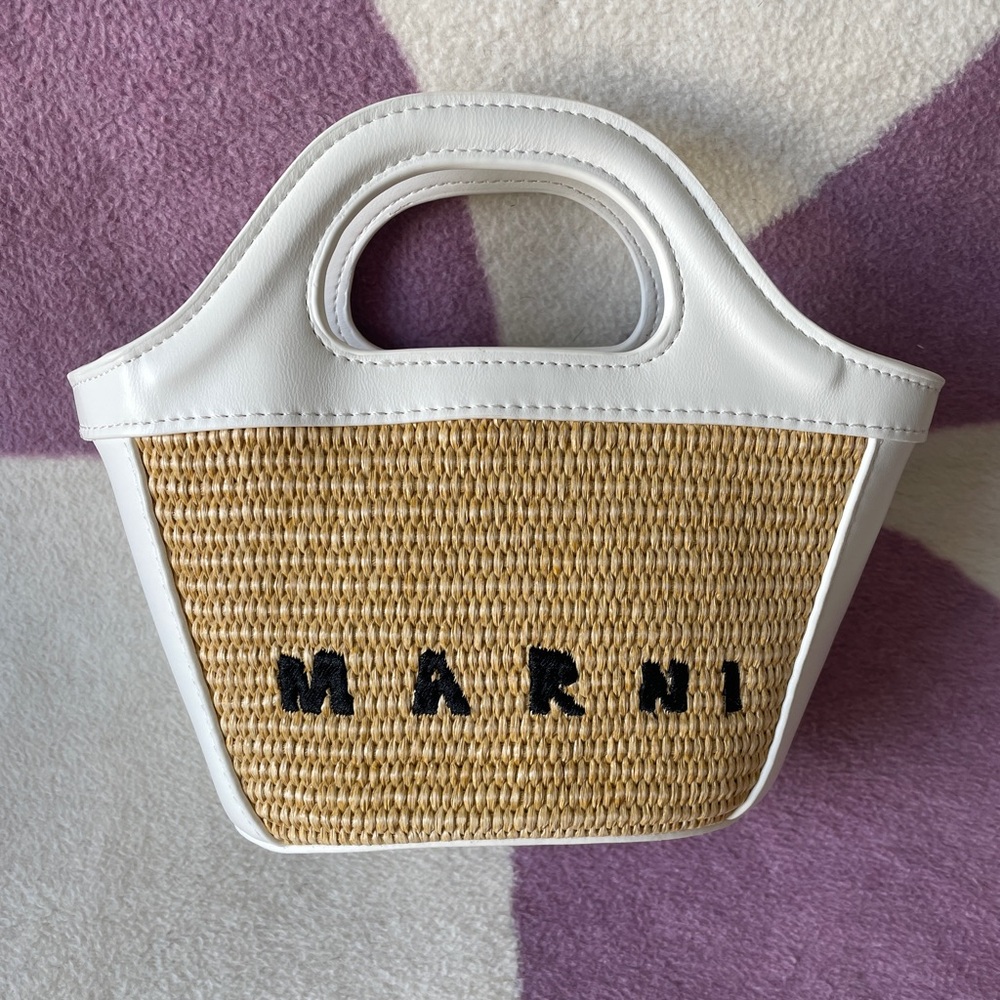 Marni Tropicalia Beige & White Micro Tote